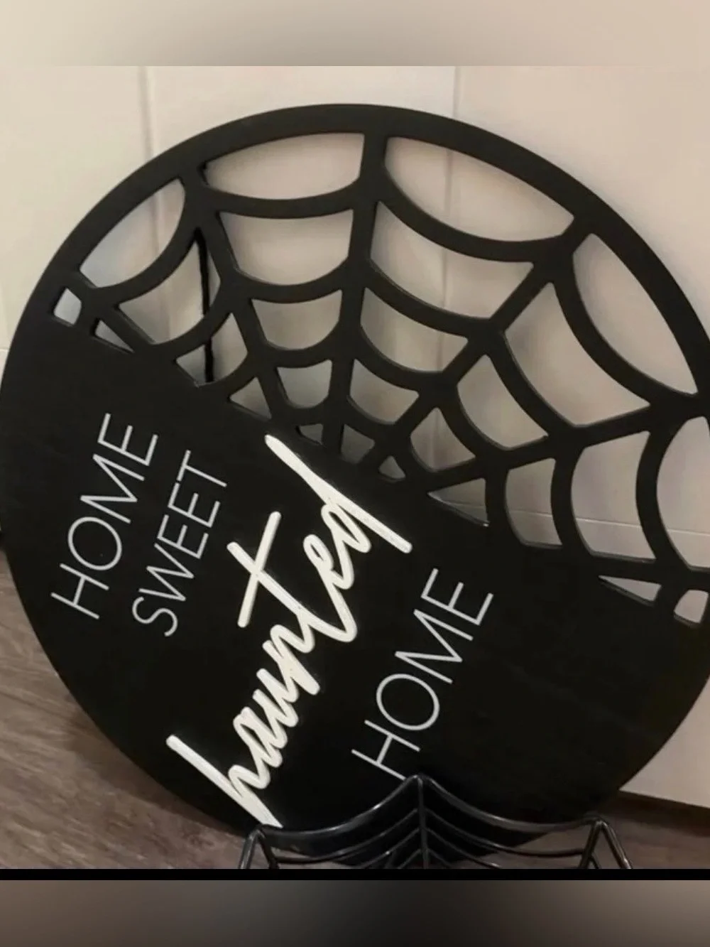 Kirklands Black and White 'Home Sweet Haunted Home' Spiderweb Wall Decor